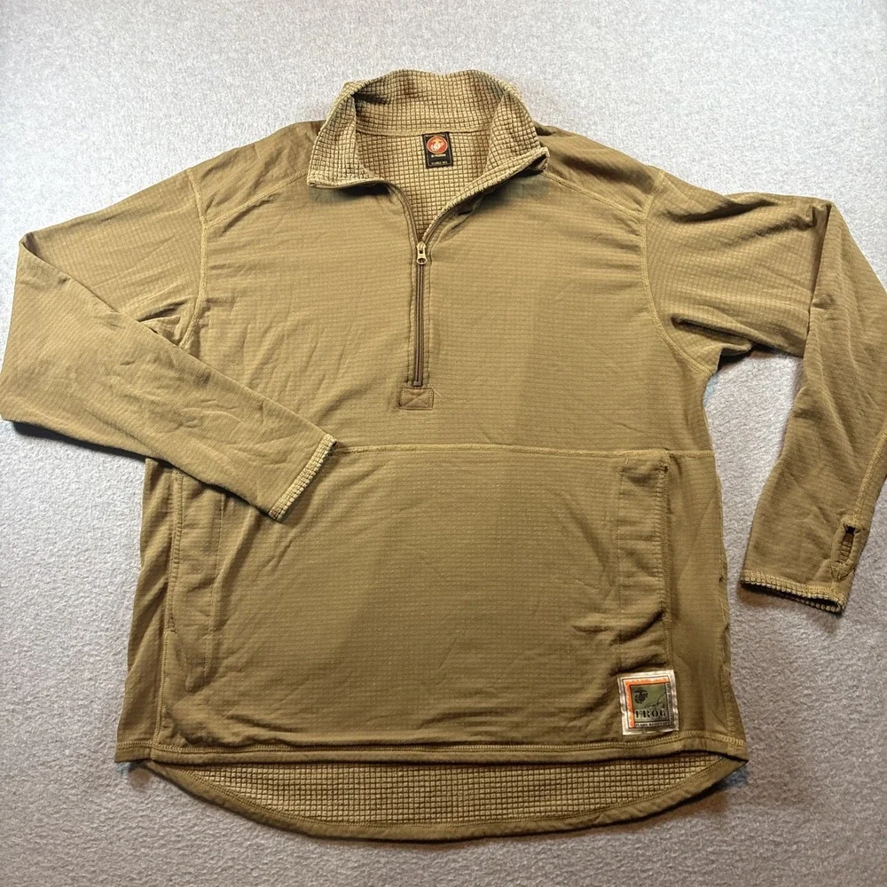 USMC Peckham FROG Grid Fleece 1/2 Zip Pullover Mens XL Regular Coyote Brown